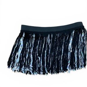 Girls Fringe Dance Skirt Child XL Black Sequin Sparkle Costume Jazz Hip Hop